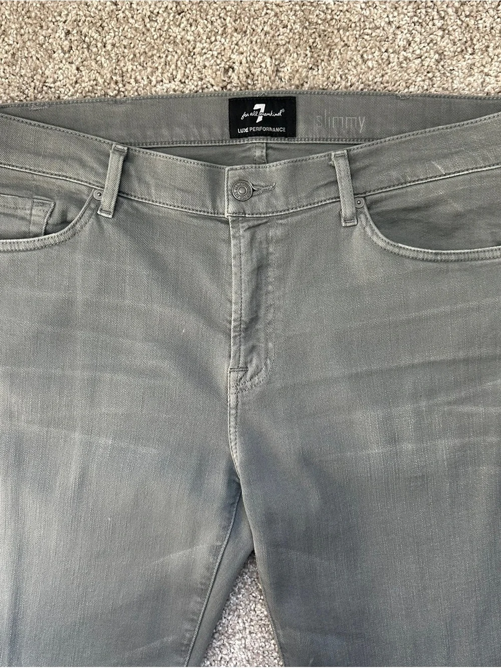 7 For All Mankind Men's Slimmy Luxe Performance Premium Denim Gray Size 38